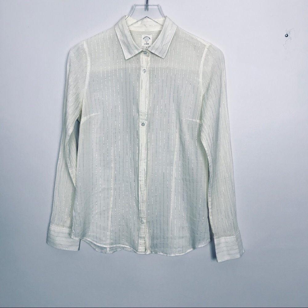 J. Crew The Perfect Shirt cotton/metallic stripe 6
